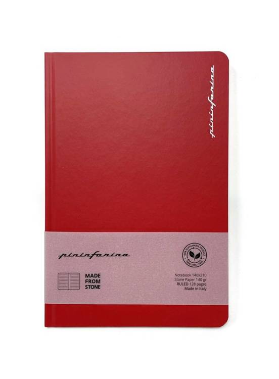 PININFARINA Segno Notebook Stone Paper, notes z kamienia, czerwona okładka, kropki